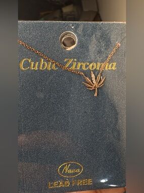 3 for 5 deals Rose Gold Cubic Zirconia Leaf Pendant Necklace